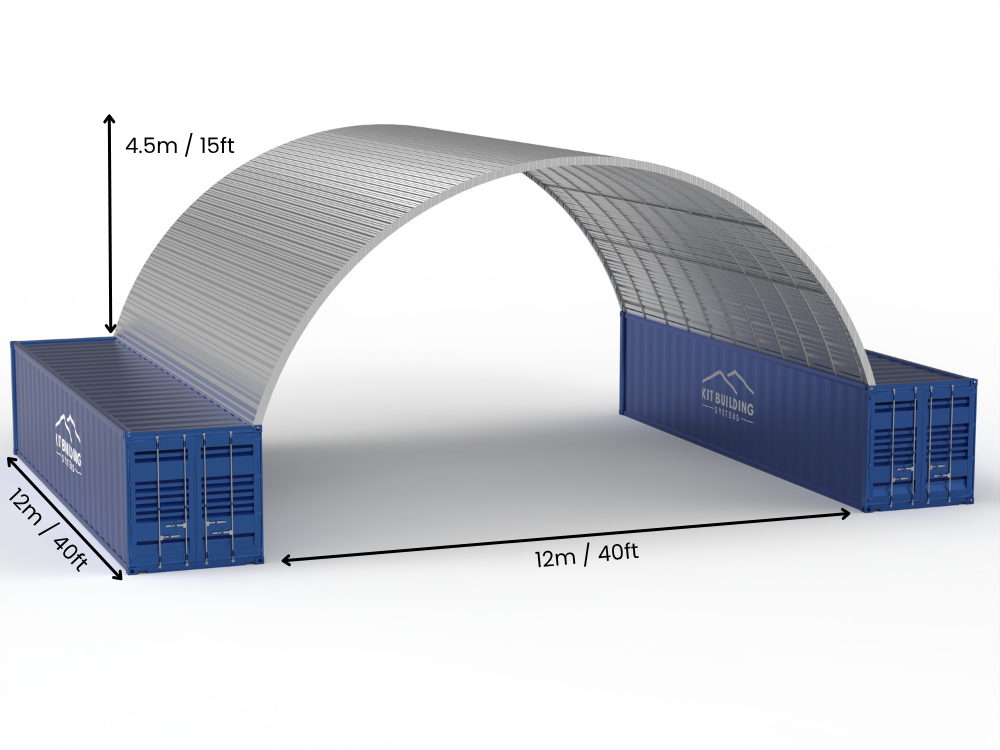 12m (40ft) Spannweite | Stahlcontainer-Vordächer - 40ft x 12ft (12m x 4,5m)
