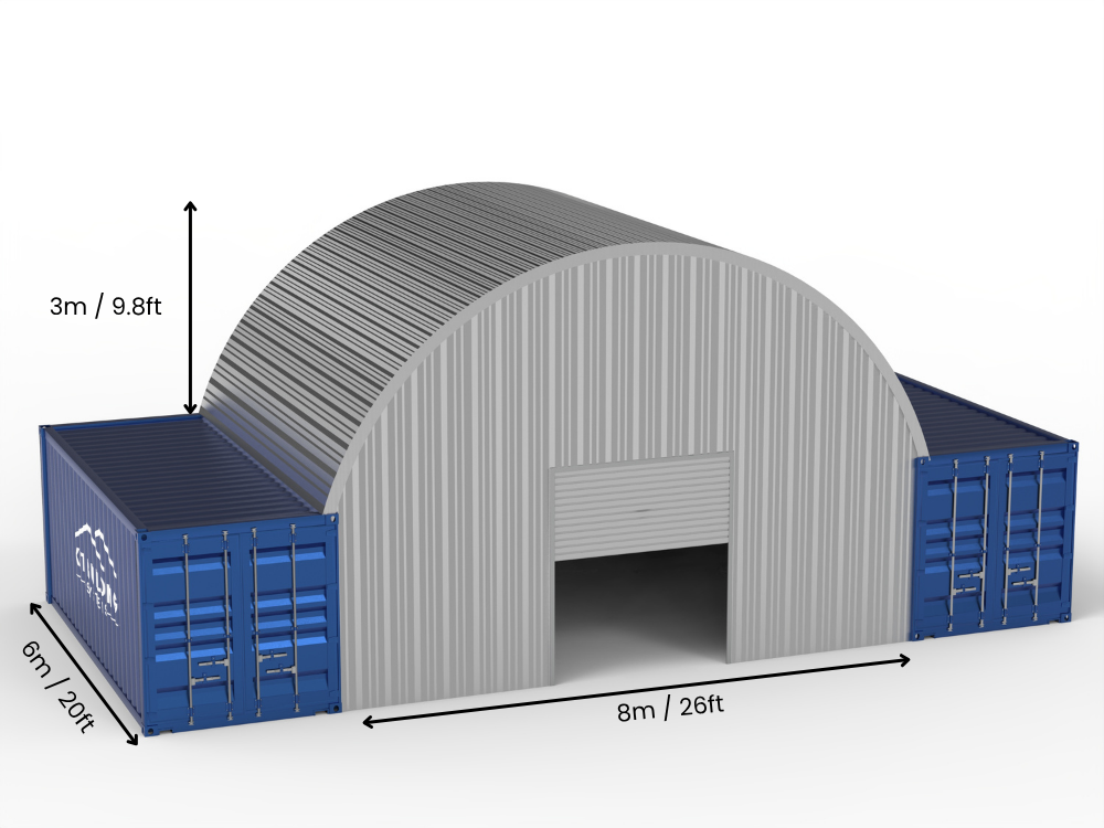 8m (26ft) Spannweite | Stahlcontainer-Vordächer 26ft Breite, 10ft Höhe (8m x 3m)