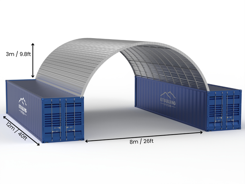 8m (26ft) Spannweite | Stahlcontainer-Vordächer 26ft Breite, 10ft Höhe (8m x 3m)