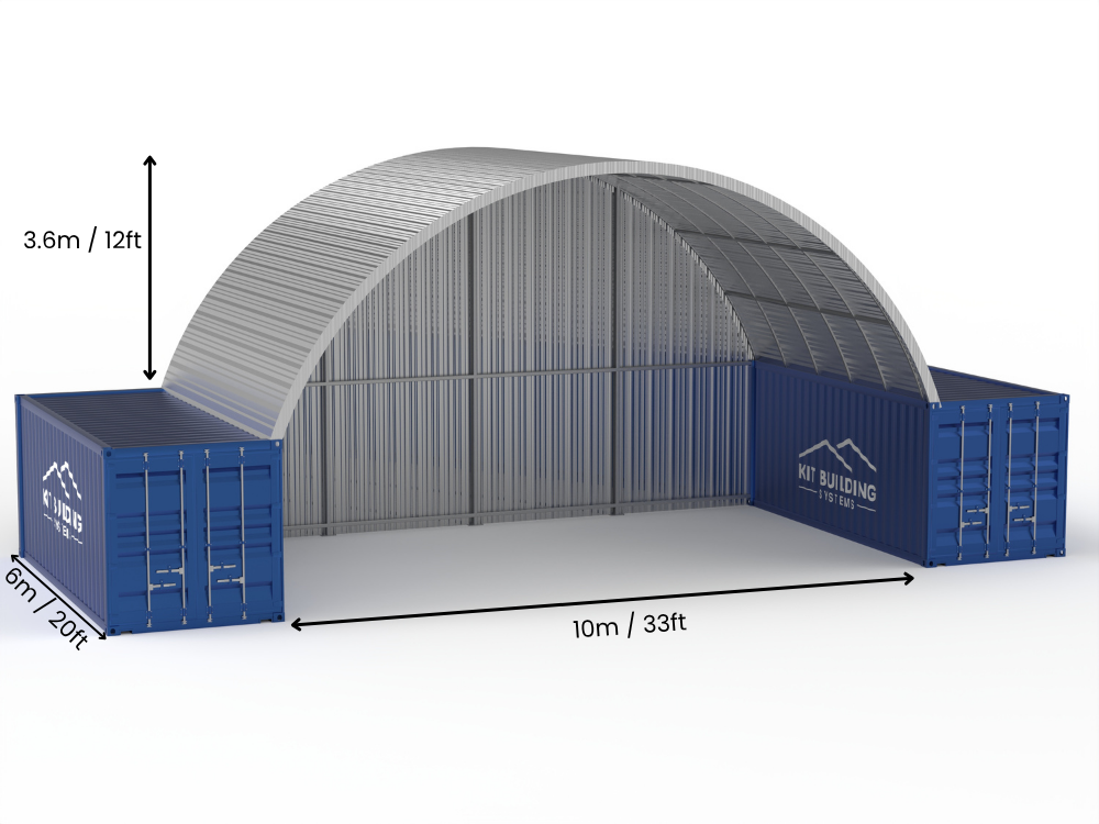 10m (33ft) Spannweite | Stahlcontainer-Vordächer - 33ft x 12ft (10m x 3,6m)