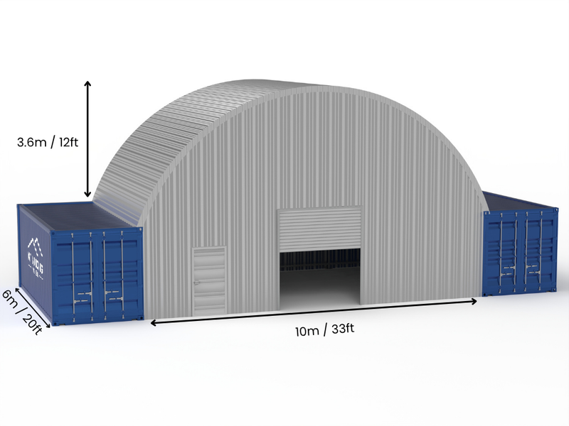 10m (33ft) Spannweite | Stahlcontainer-Vordächer - 33ft x 12ft (10m x 3,6m)