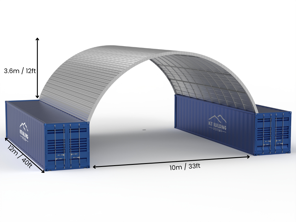 10m (33ft) Spannweite | Stahlcontainer-Vordächer - 33ft x 12ft (10m x 3,6m)