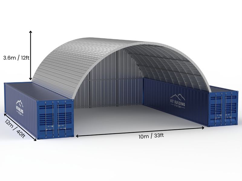 10m (33ft) Spannweite | Stahlcontainer-Vordächer - 33ft x 12ft (10m x 3,6m)