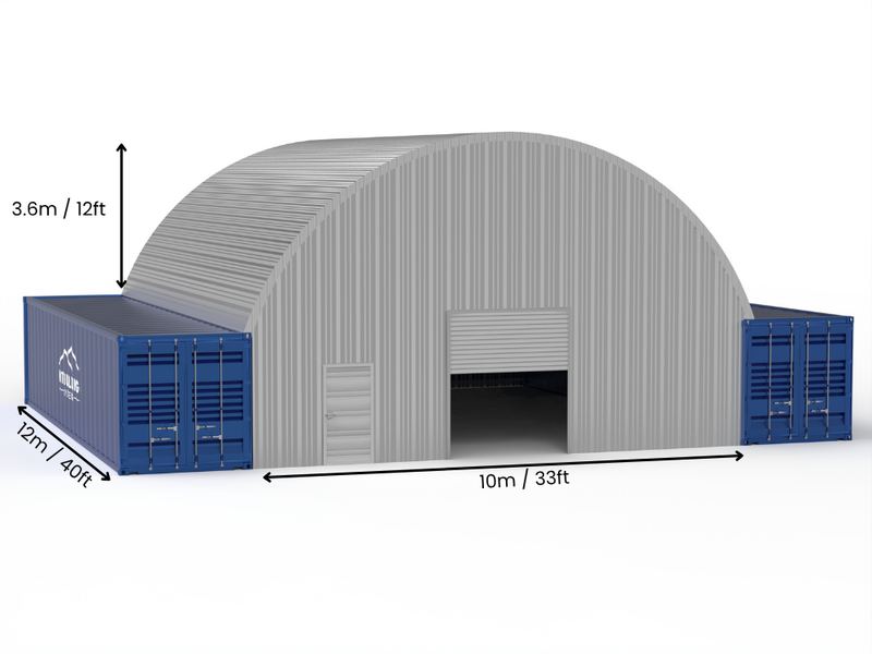 10m (33ft) Spannweite | Stahlcontainer-Vordächer - 33ft x 12ft (10m x 3,6m)