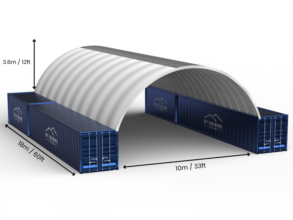 10m (33ft) Spannweite | Container-Vordächer - 33ft x 12ft (10m x 3,6m)
