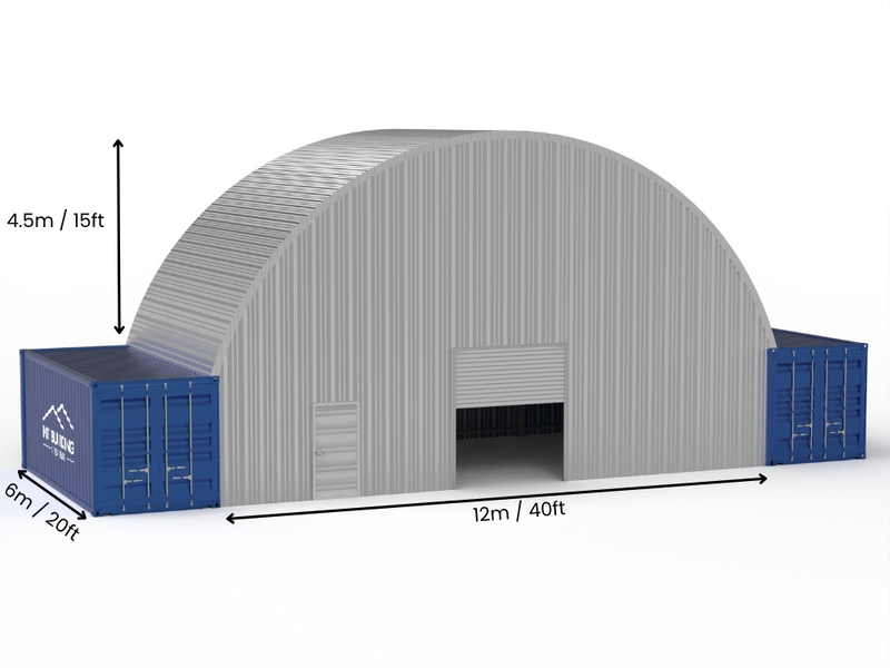 12m (40ft) Spannweite | Stahlcontainer-Vordächer - 40ft x 12ft (12m x 4,5m)