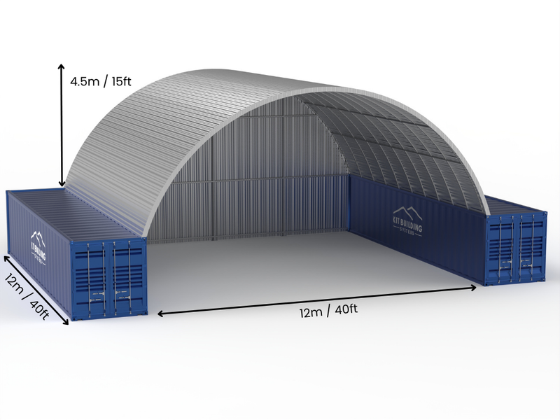 12m (40ft) Spannweite | Stahlcontainer-Vordächer - 40ft x 12ft (12m x 4,5m)