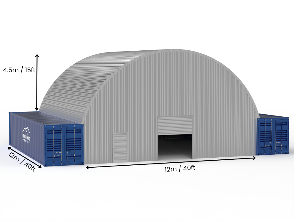12m (40ft) Spannweite | Stahlcontainer-Vordächer - 40ft x 12ft (12m x 4,5m)