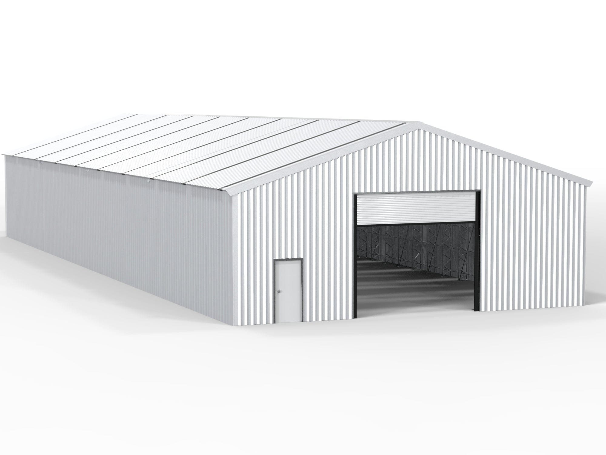 Kit Buildings 130ft x 50ft x 24ft (40x15x7.3m) / None (.6mm Box Section Steel Cladding) Steel Buildings